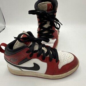 Nike Air Jordan 1 Mid Chicago 2020 White Gym Red Black 640734-173 Kids Size 1.5Y